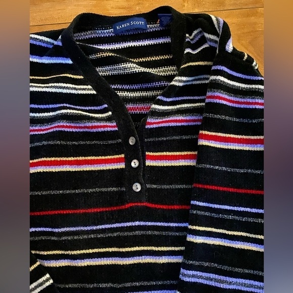Karen Scott Multicoloured Striped Knitted Women’s size Medium Sweater - Picture 3 of 6
